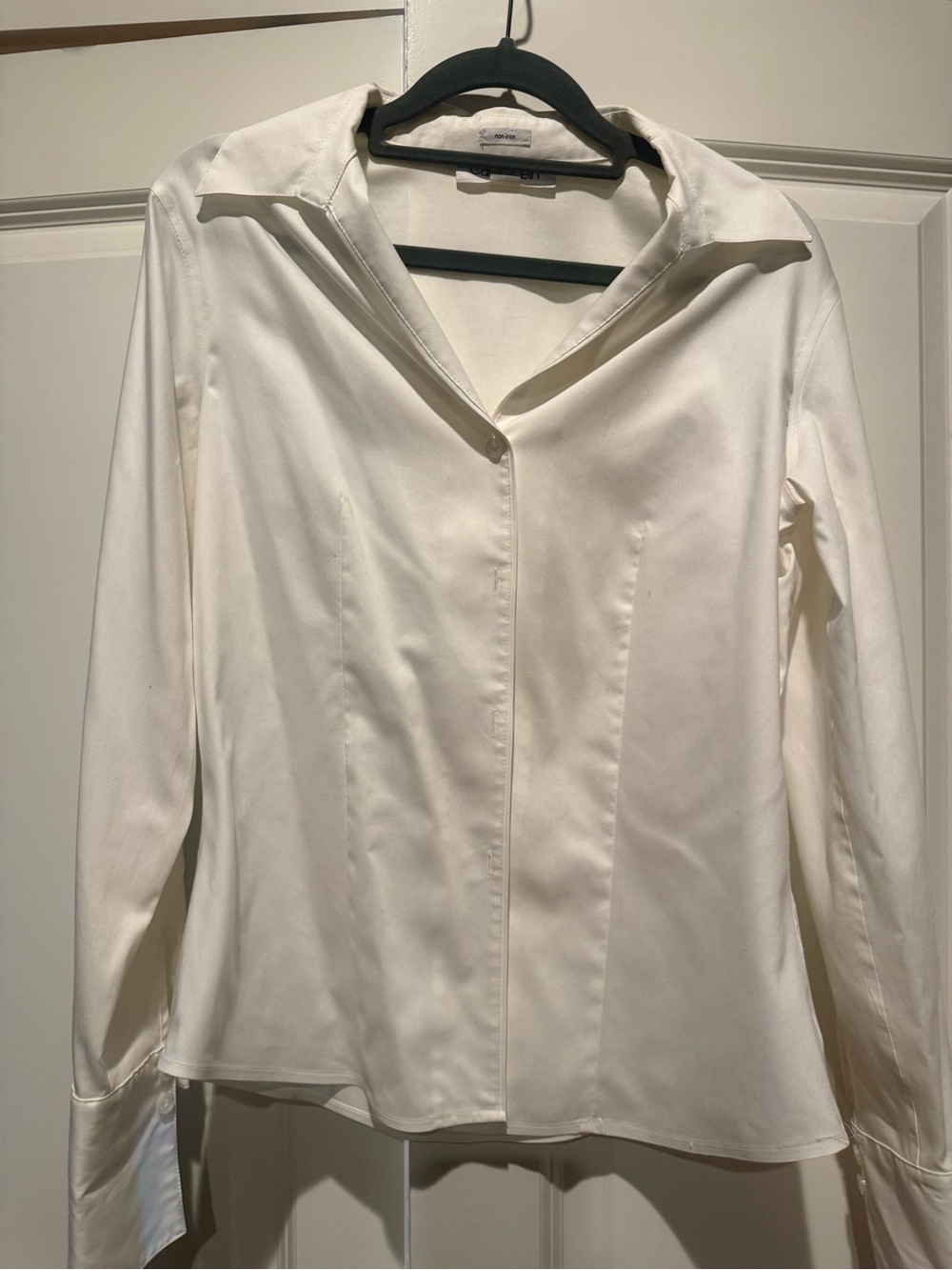Calvin Klein White Long-Sleeve Button Down Non Iron Shirt - Size 8 - Picture 3 of 3
